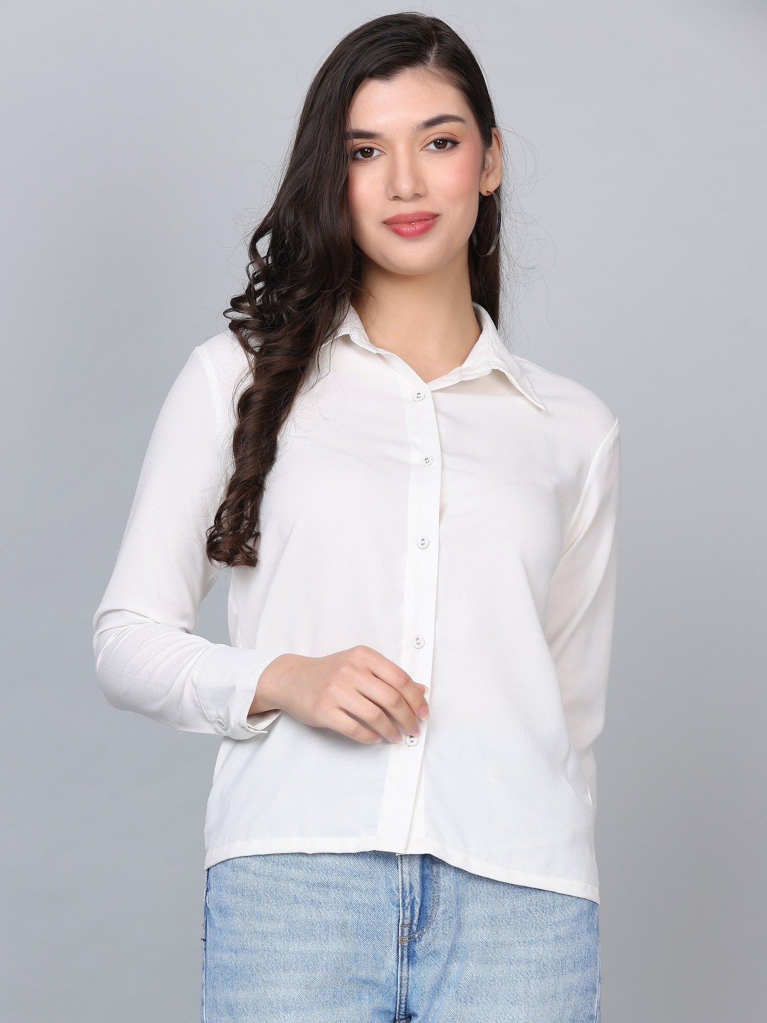 Alexis Solid White Statement Shirt