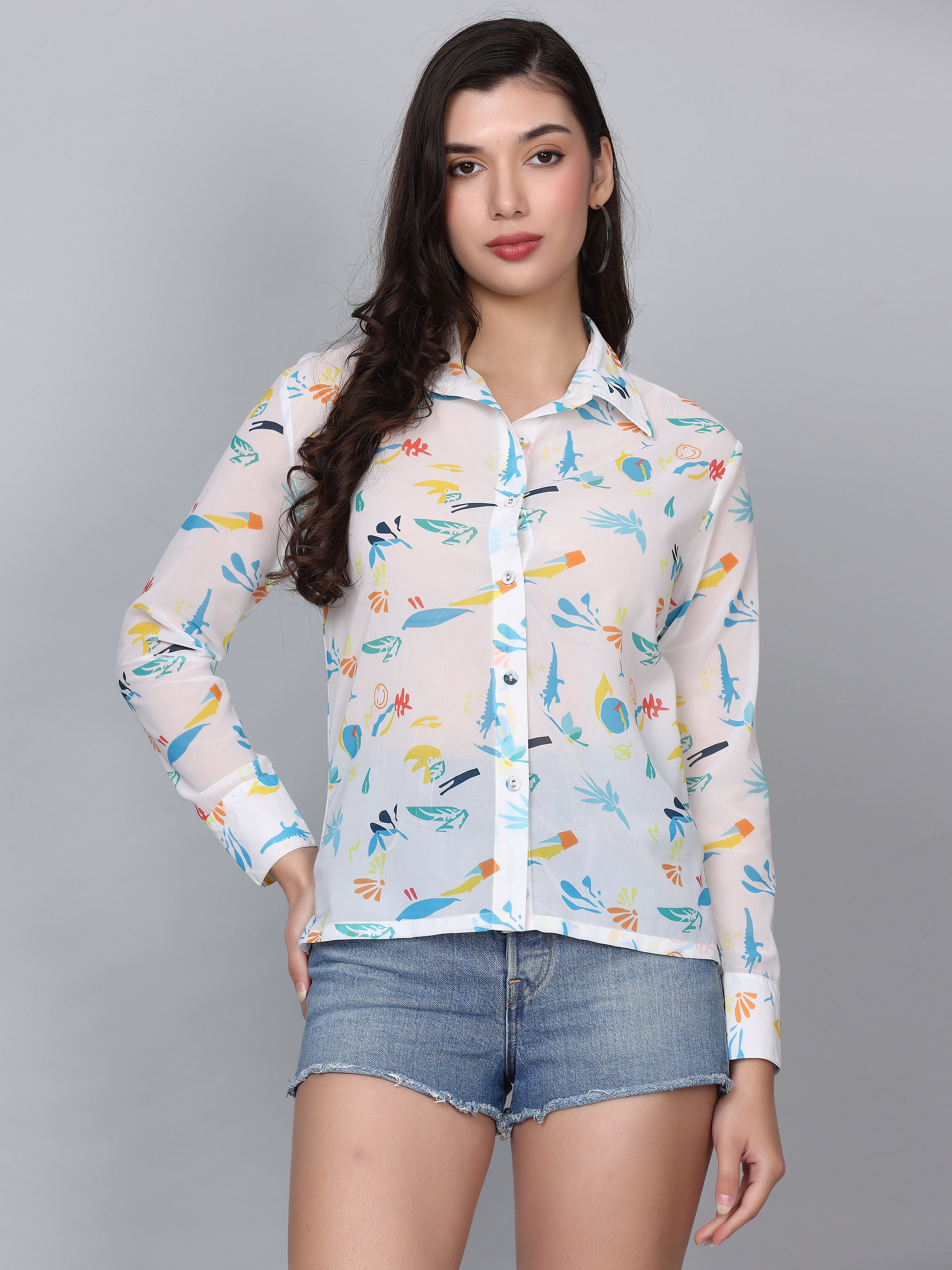 Alexis White Abstract Print Shirt