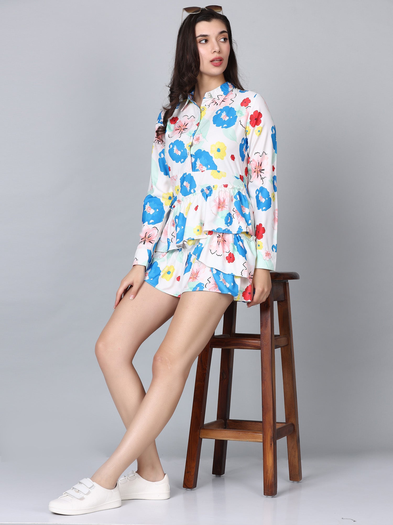 Hestia White Floral Print Shirt Dress