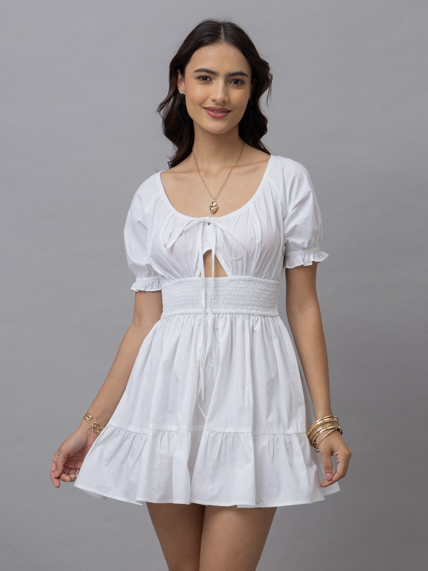 Juno Solid White Mini Dress