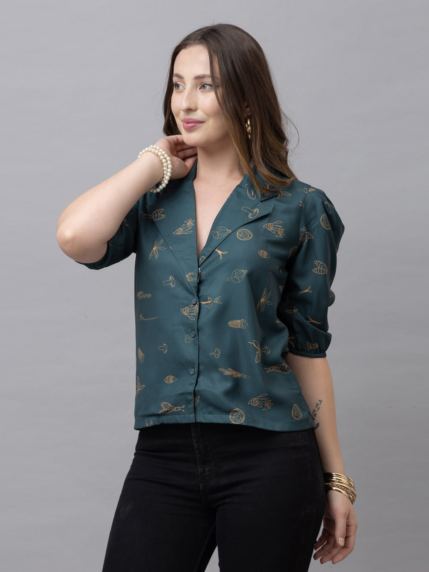 Zaray Green Abstract Print Top