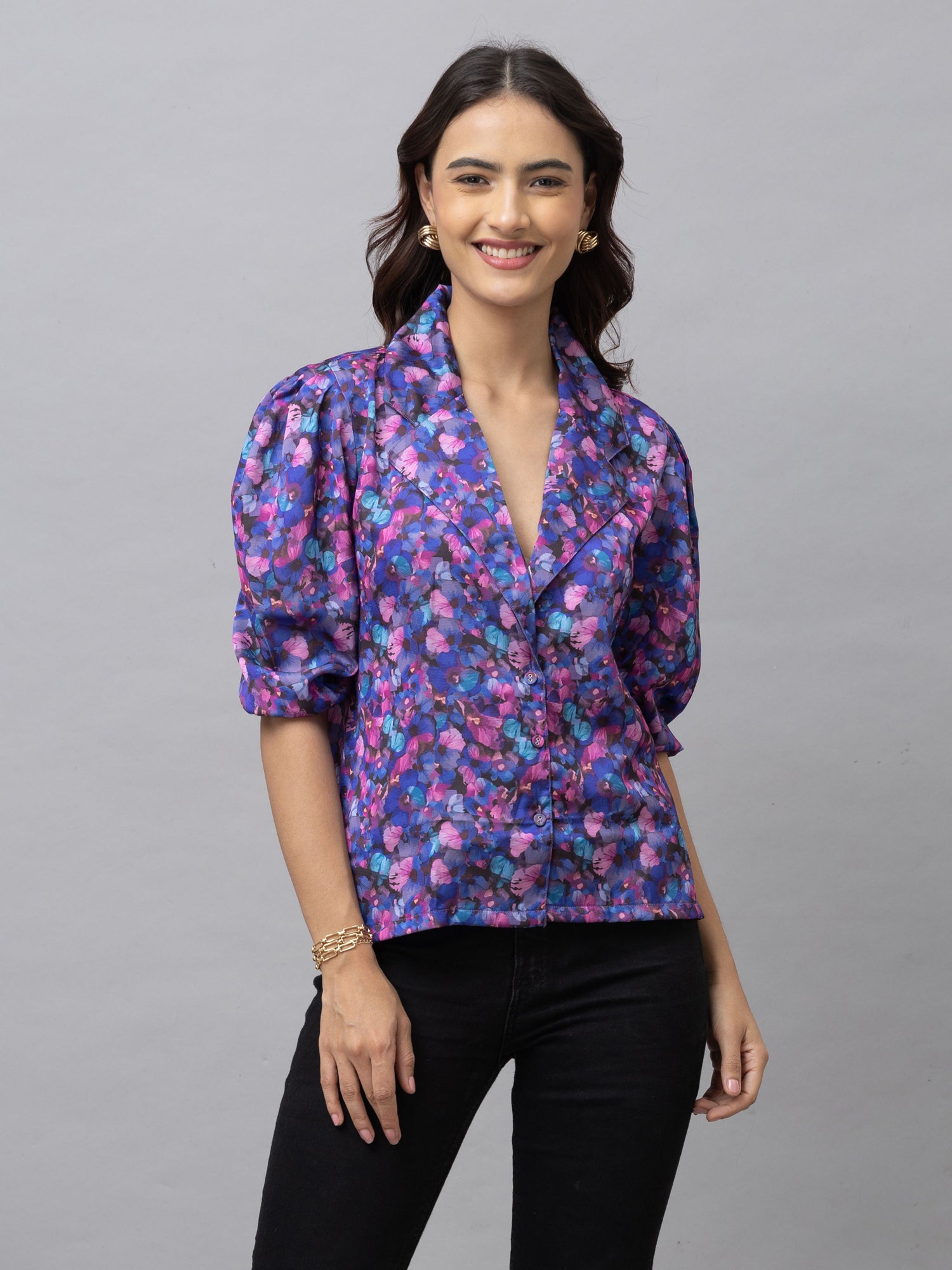 Zaray Purple Floral Print Top