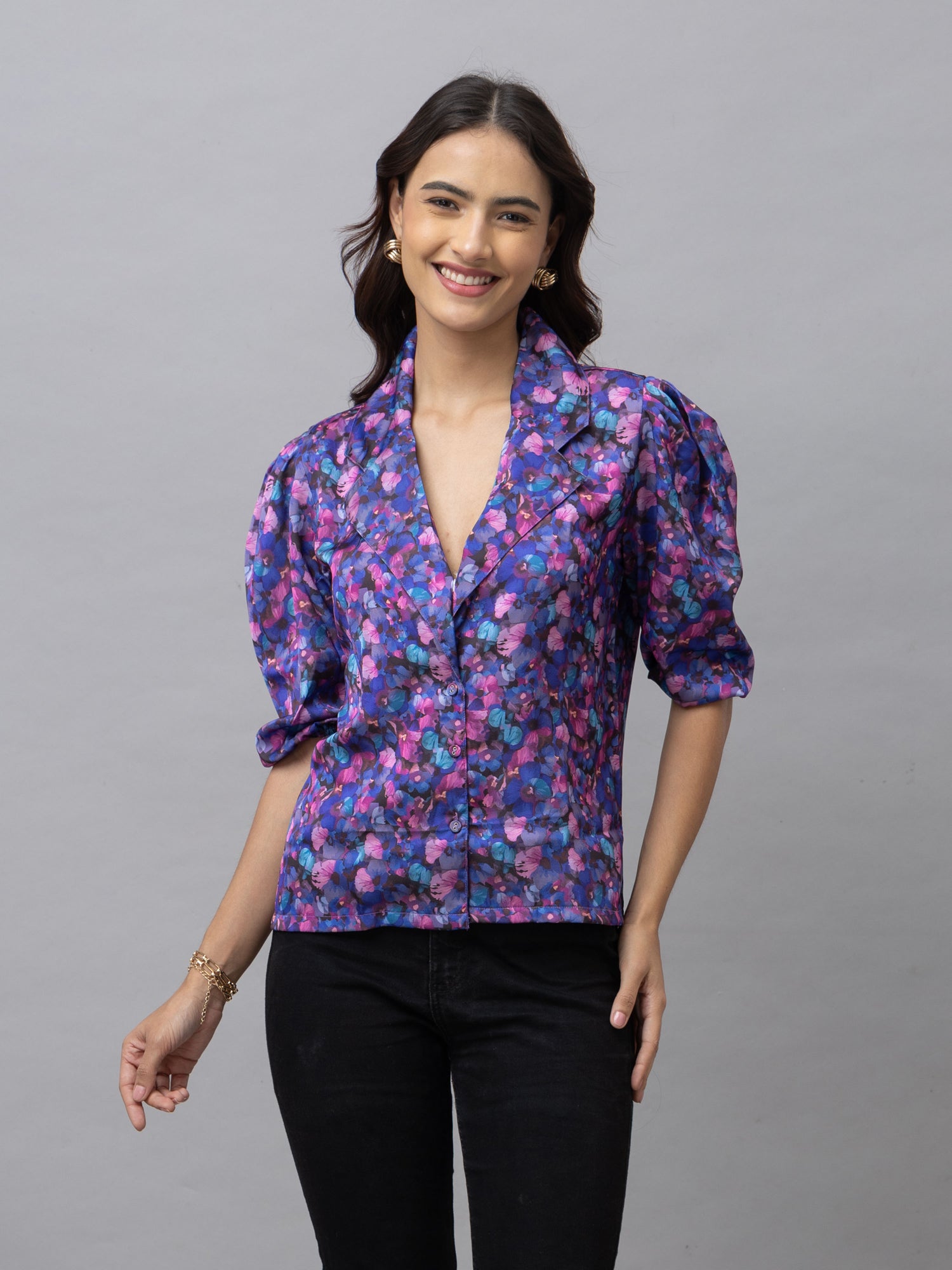 Zaray Purple Floral Print Top