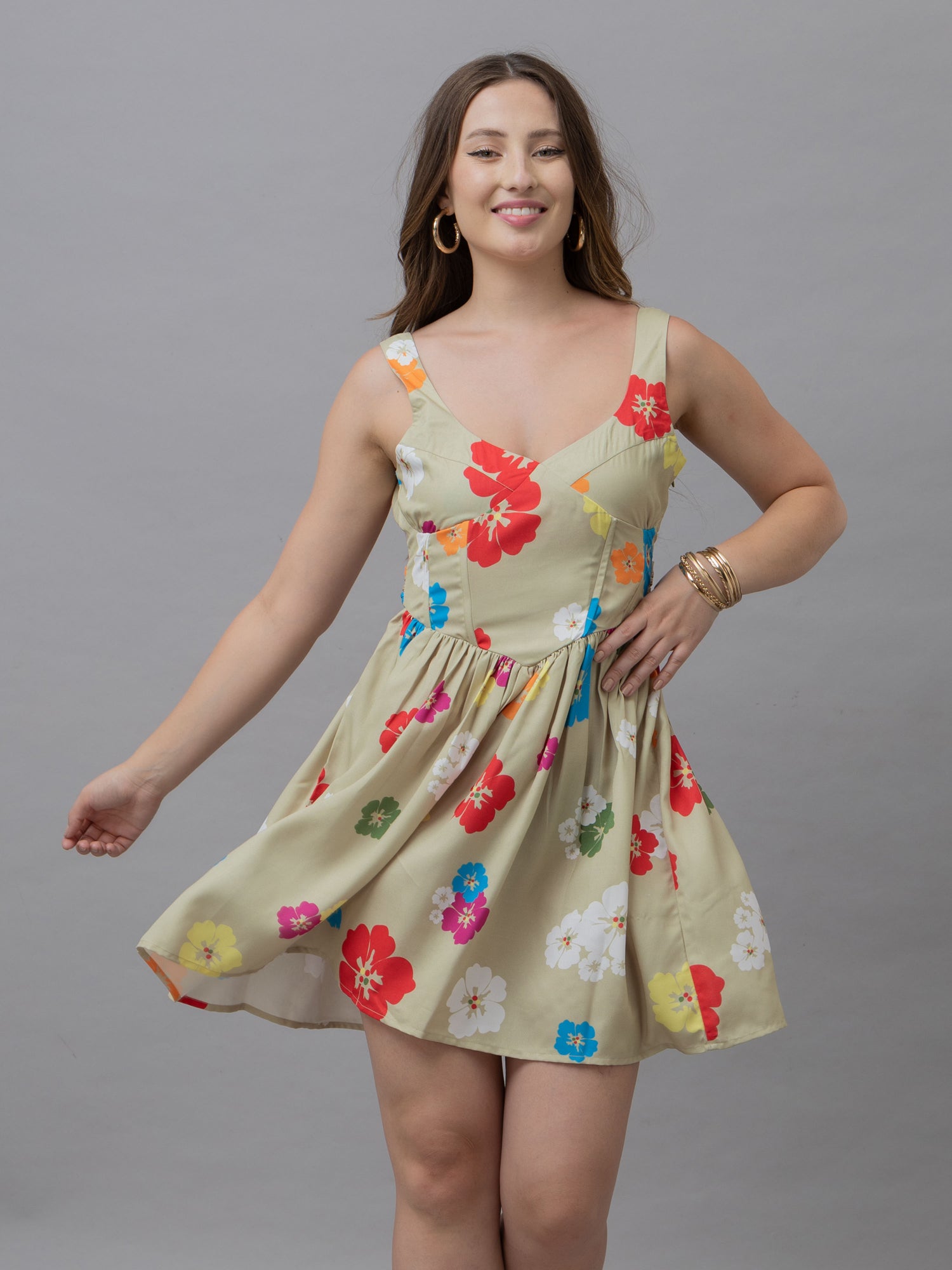 Kate Green Floral Corset Mini Dress