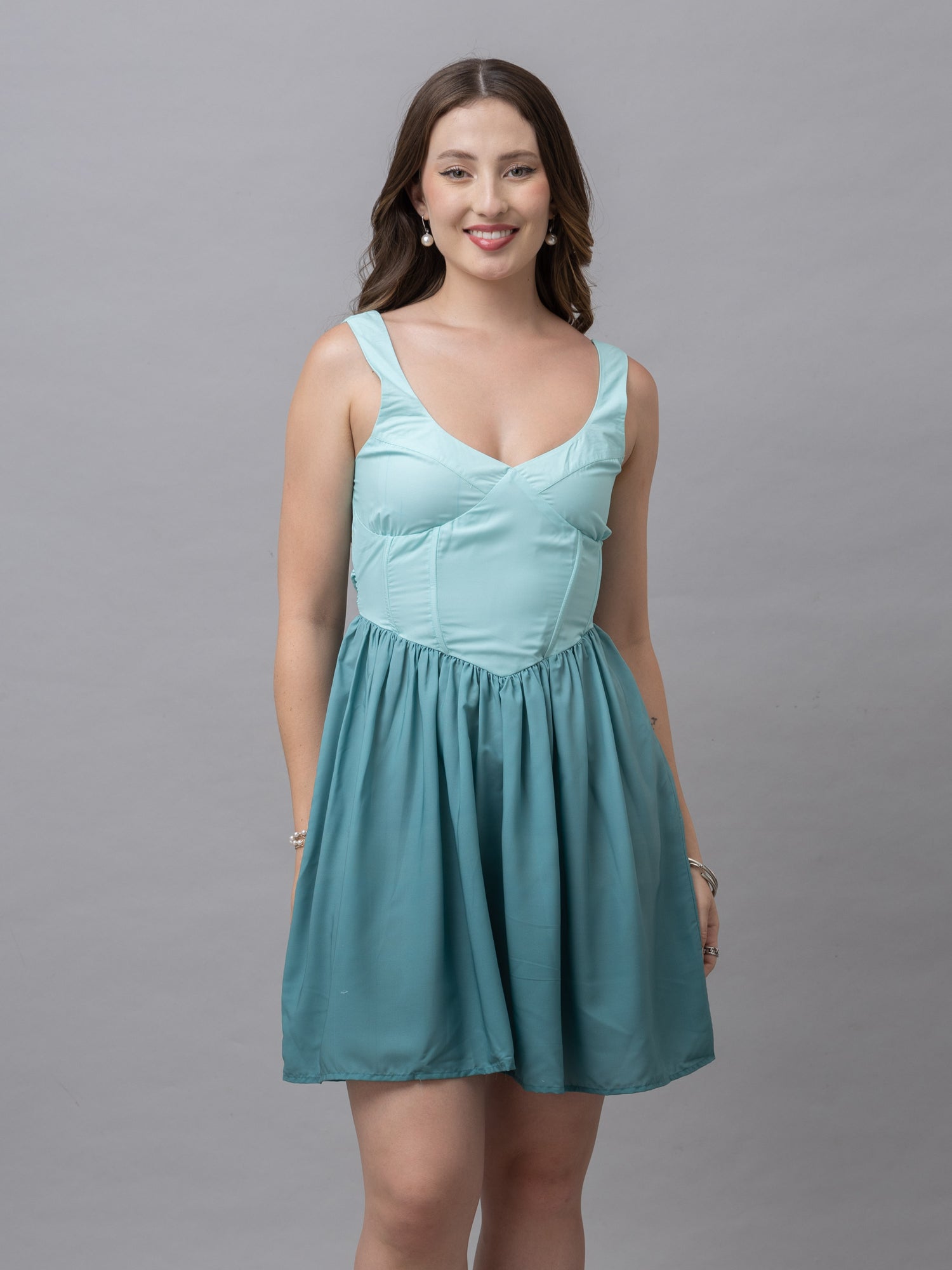 Kate Sea Green Ombre Corset Mini Dress