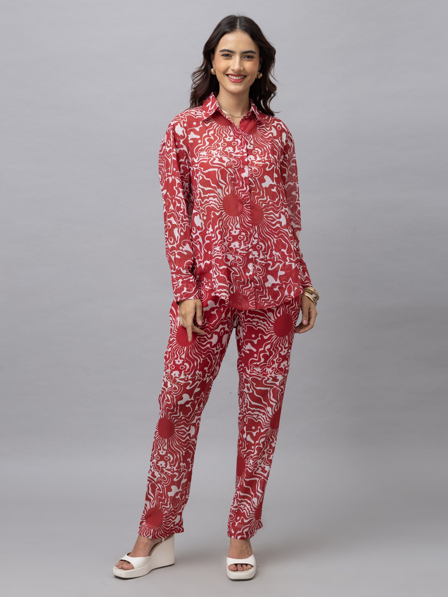 Cassie Red Abstract Print Co-Ords