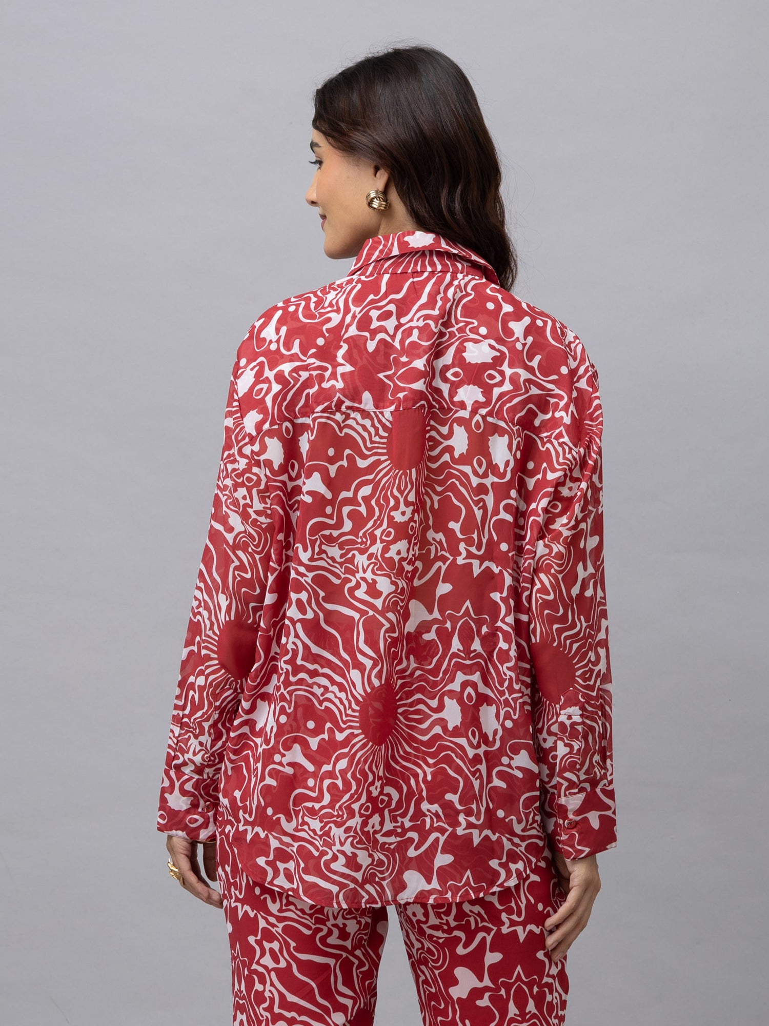 Cassie Red Abstract Relaxed Shirt