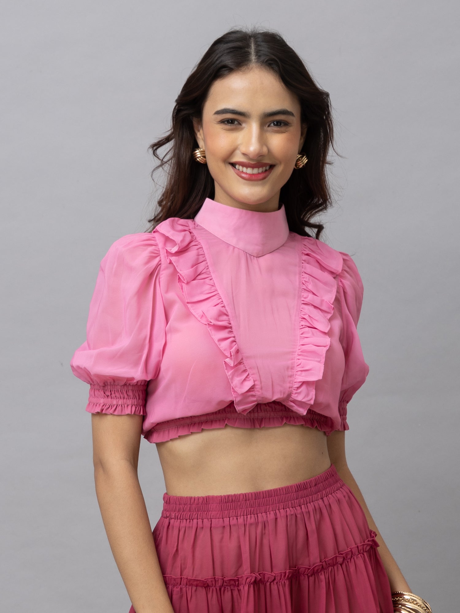 Chloe Pink Ombre Ruffle Top