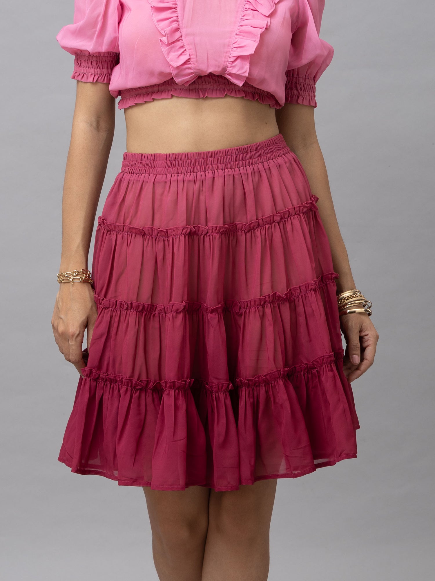 Chloe Pink Ombre Flared Mini Skirt