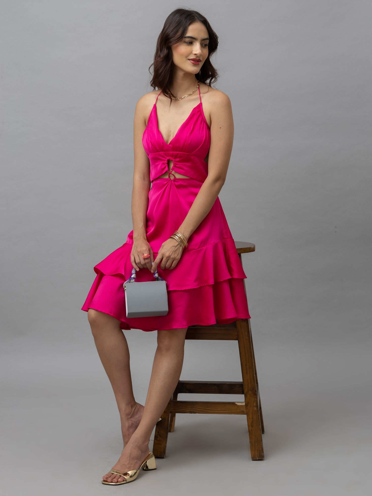 Evelyn Hot Pink Mini Dress