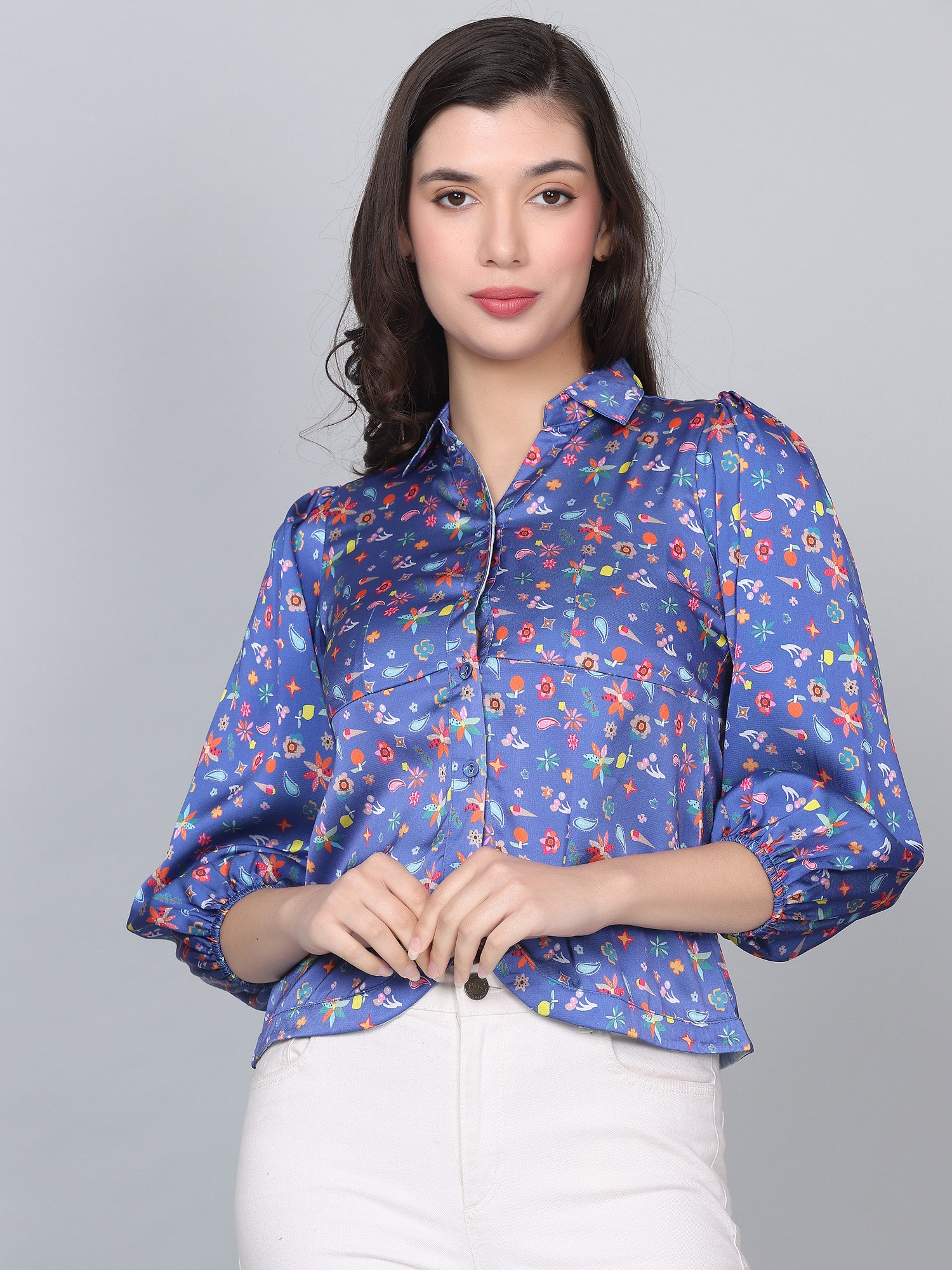 Ava Blue Floral Print Top