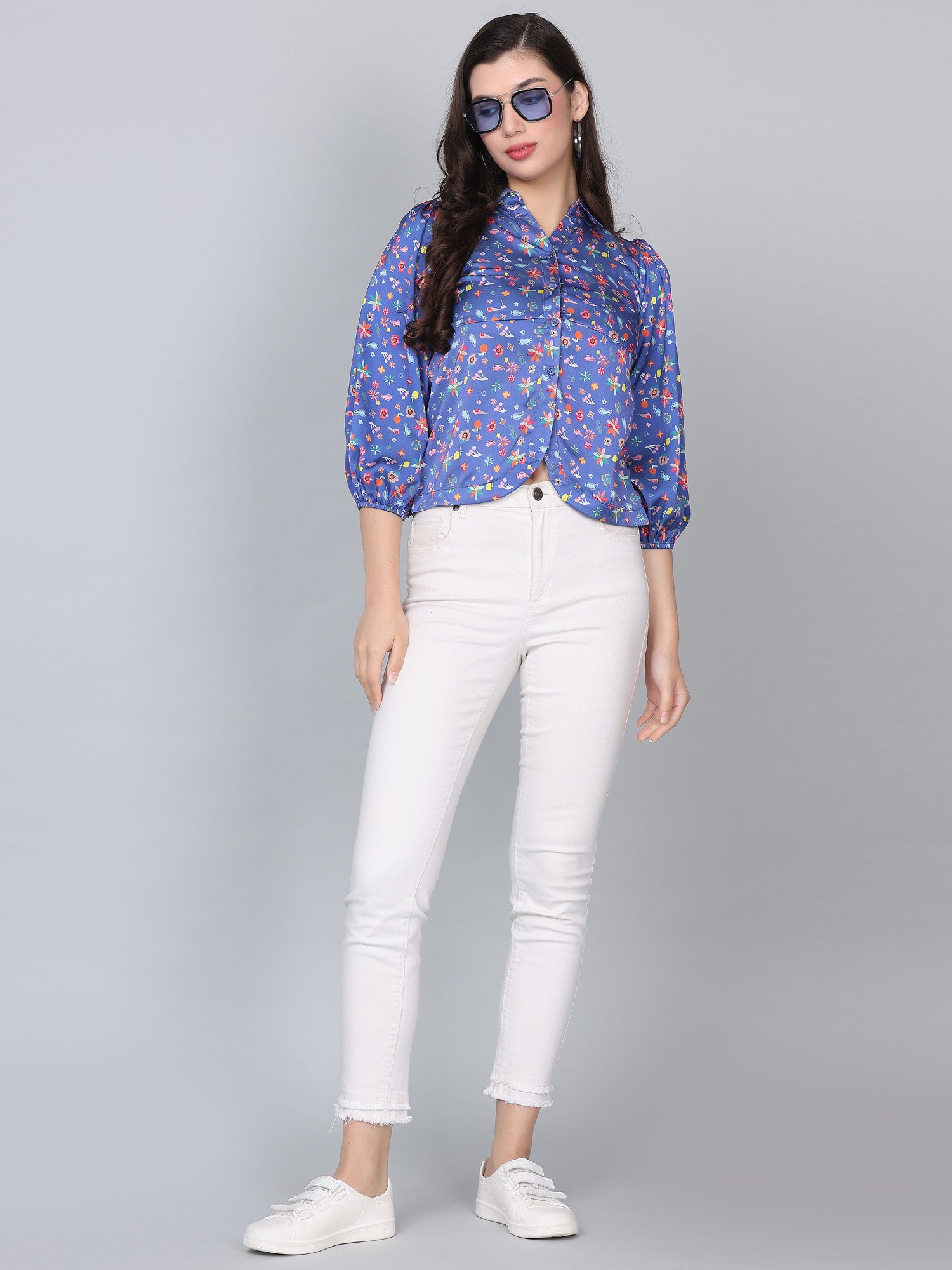 Ava Blue Floral Print Top