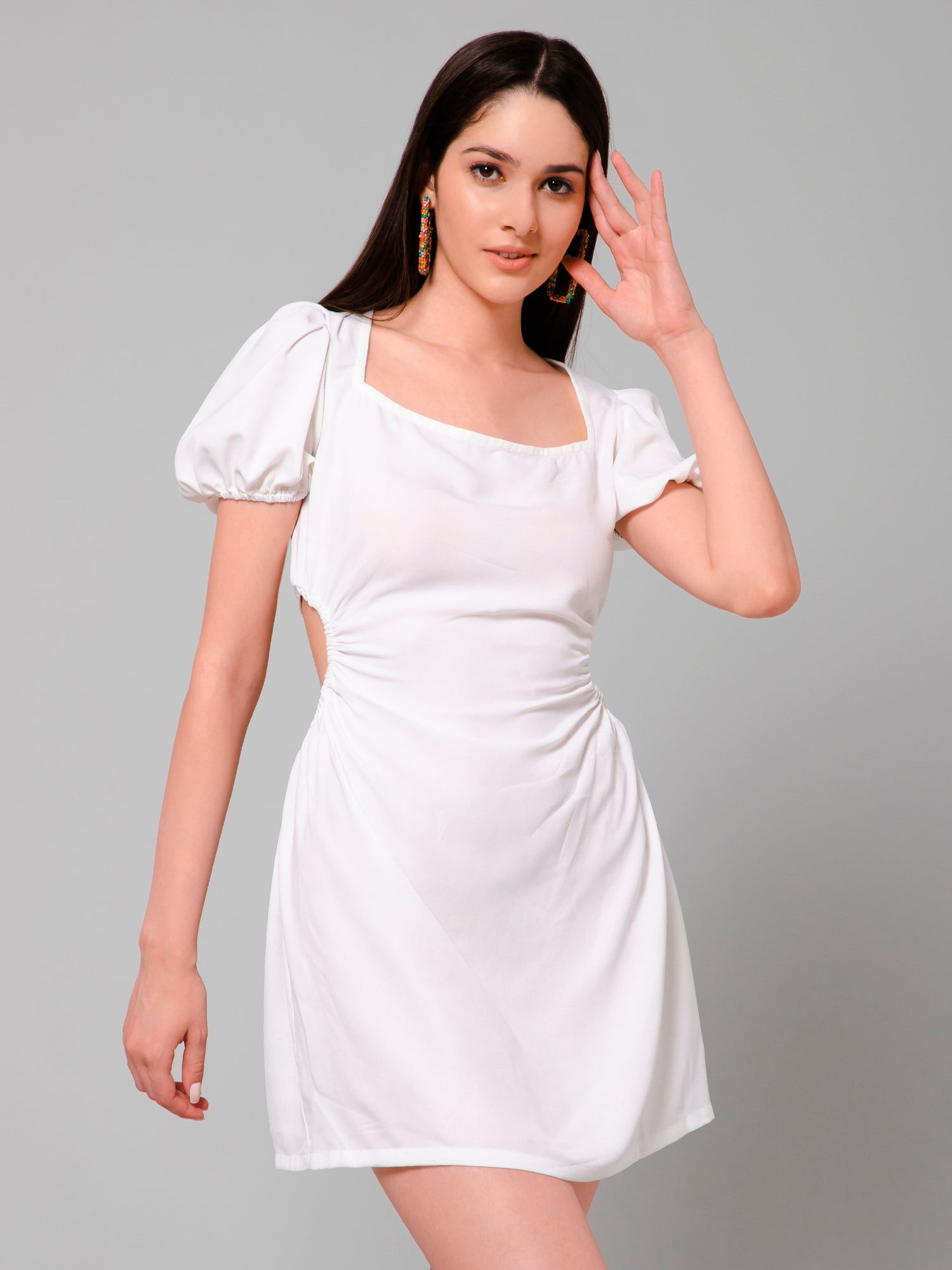 Juria White Back Tie-up Mini Dress