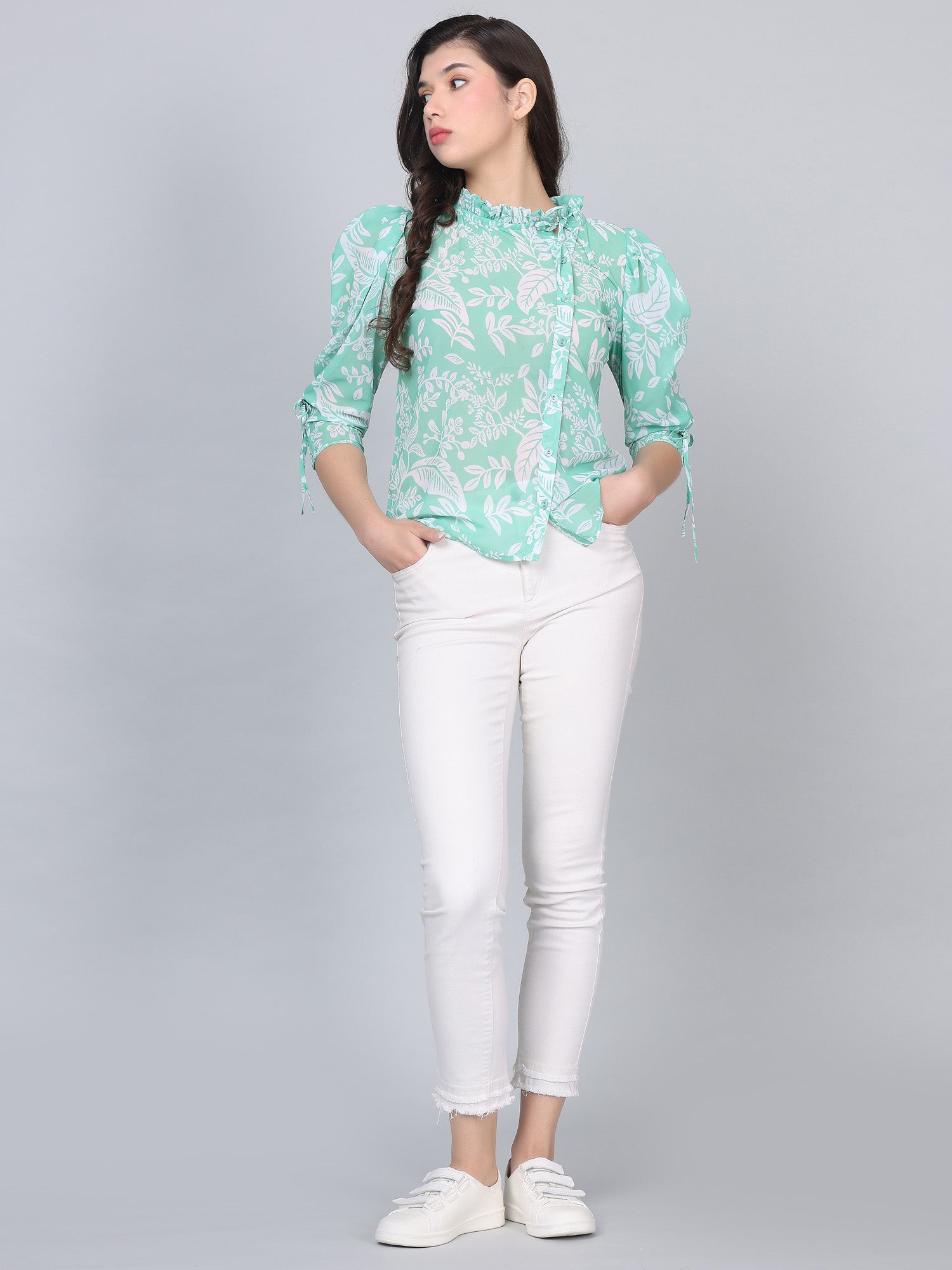 Lyra Green Floral Print Top