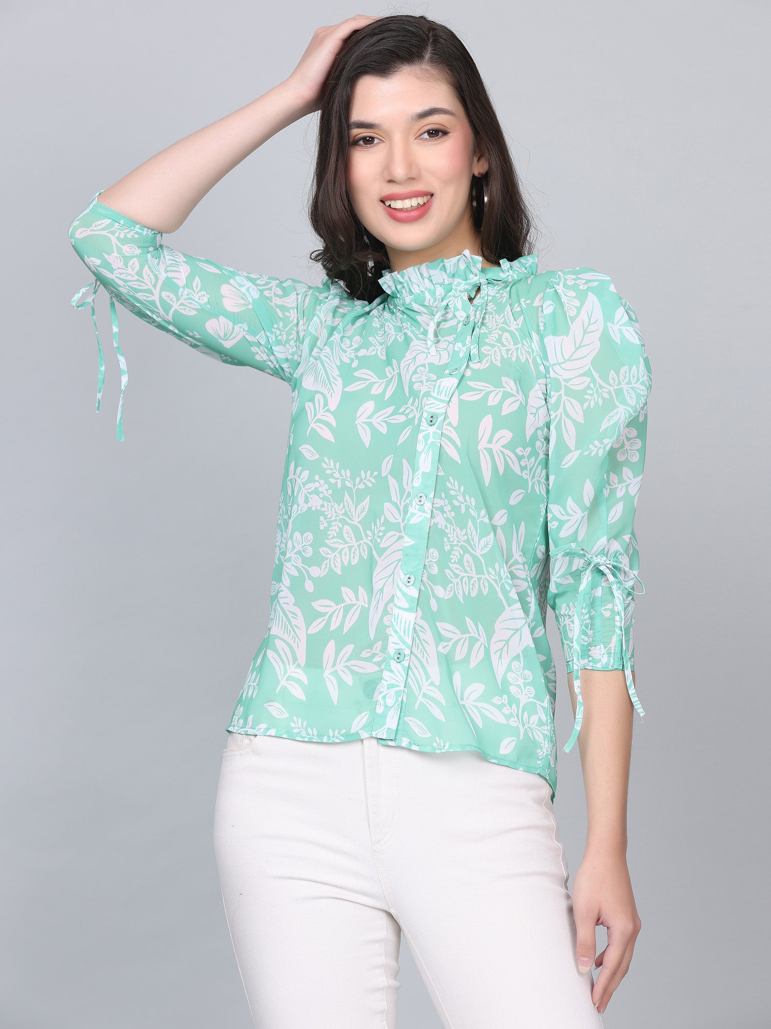 Lyra Green Floral Print Top