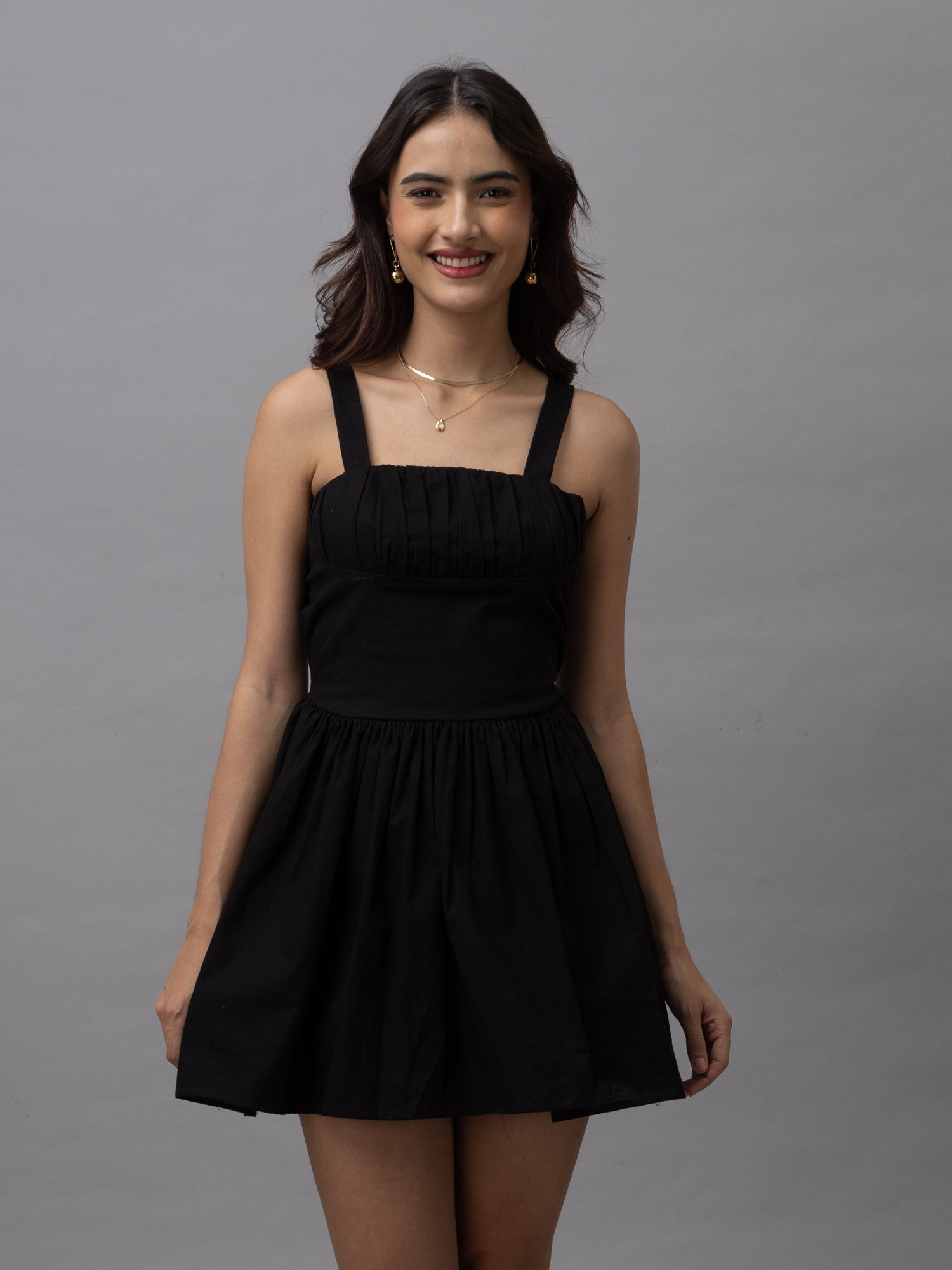 Olivia Solid Black Mini Dress