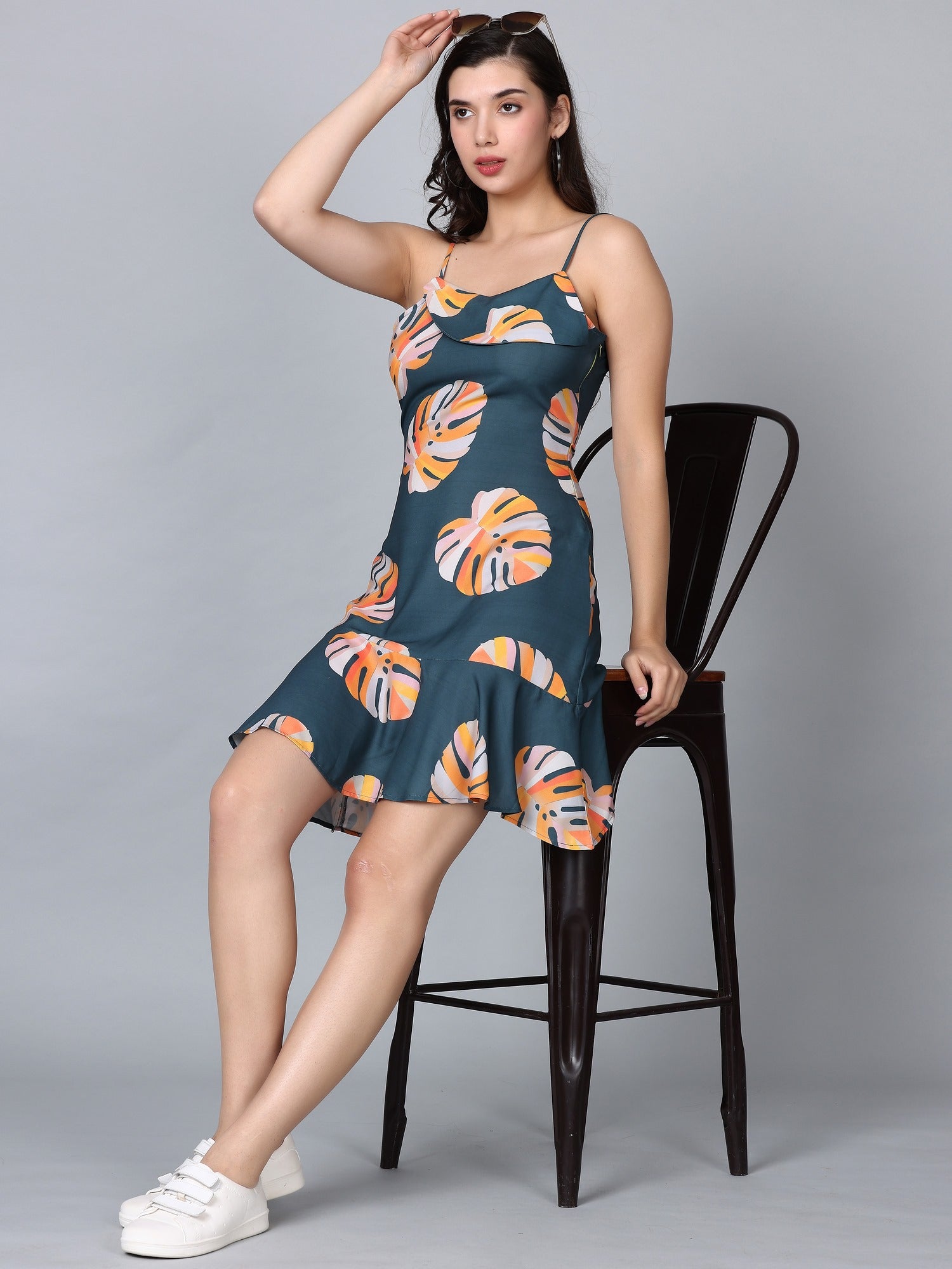 Renee Green Tropical Print Mini Dress