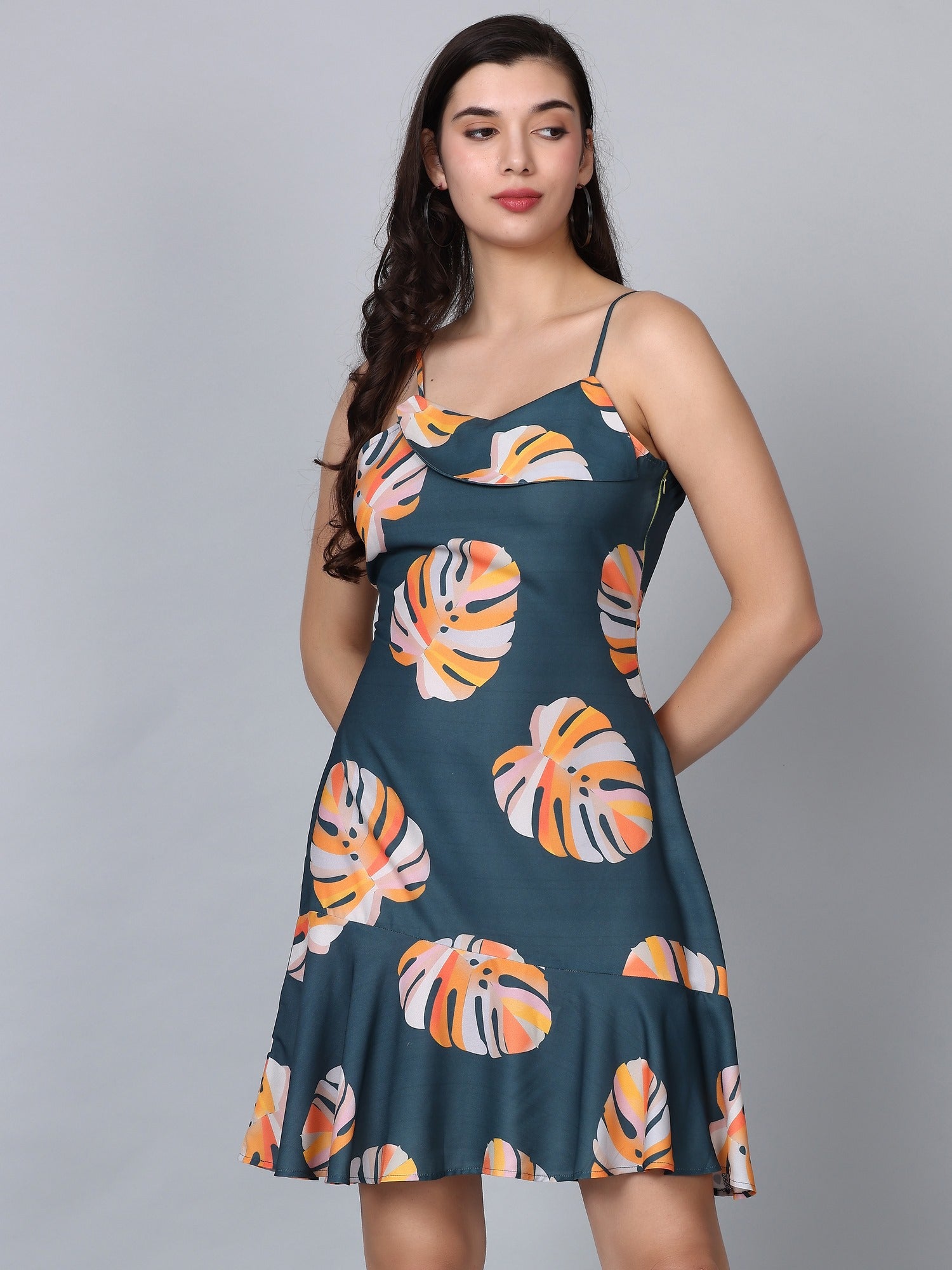 Renee Green Tropical Print Mini Dress